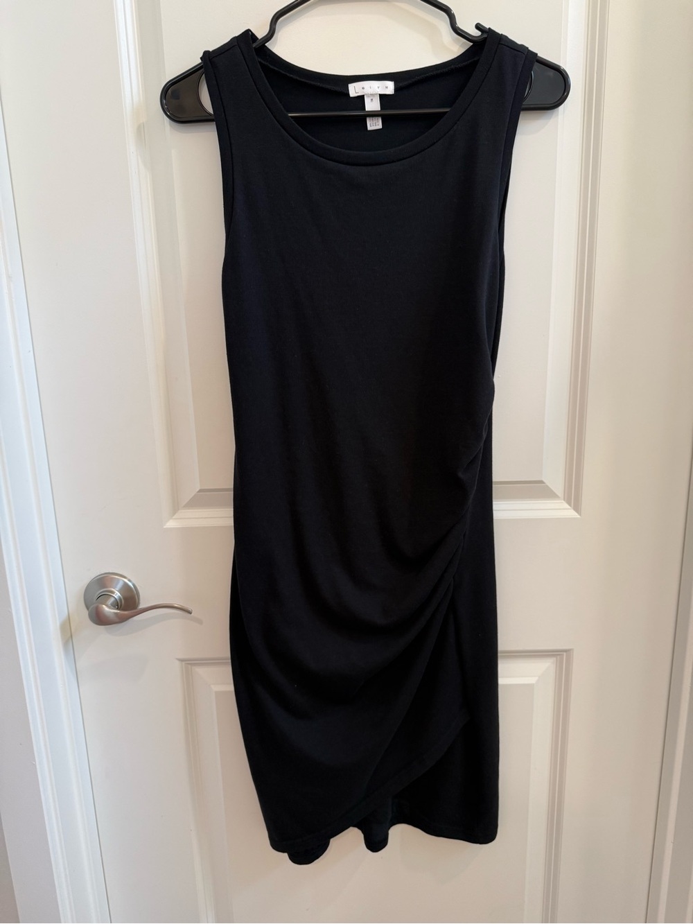 Leith Black Sleeveless Ruched Sheath Dress